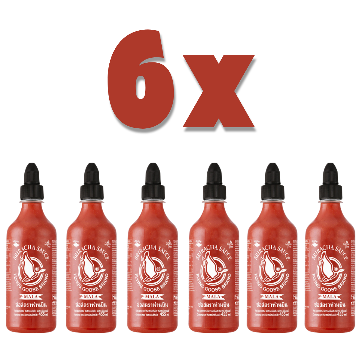 6x Chilli Sauce Sriracha Mala 455ml